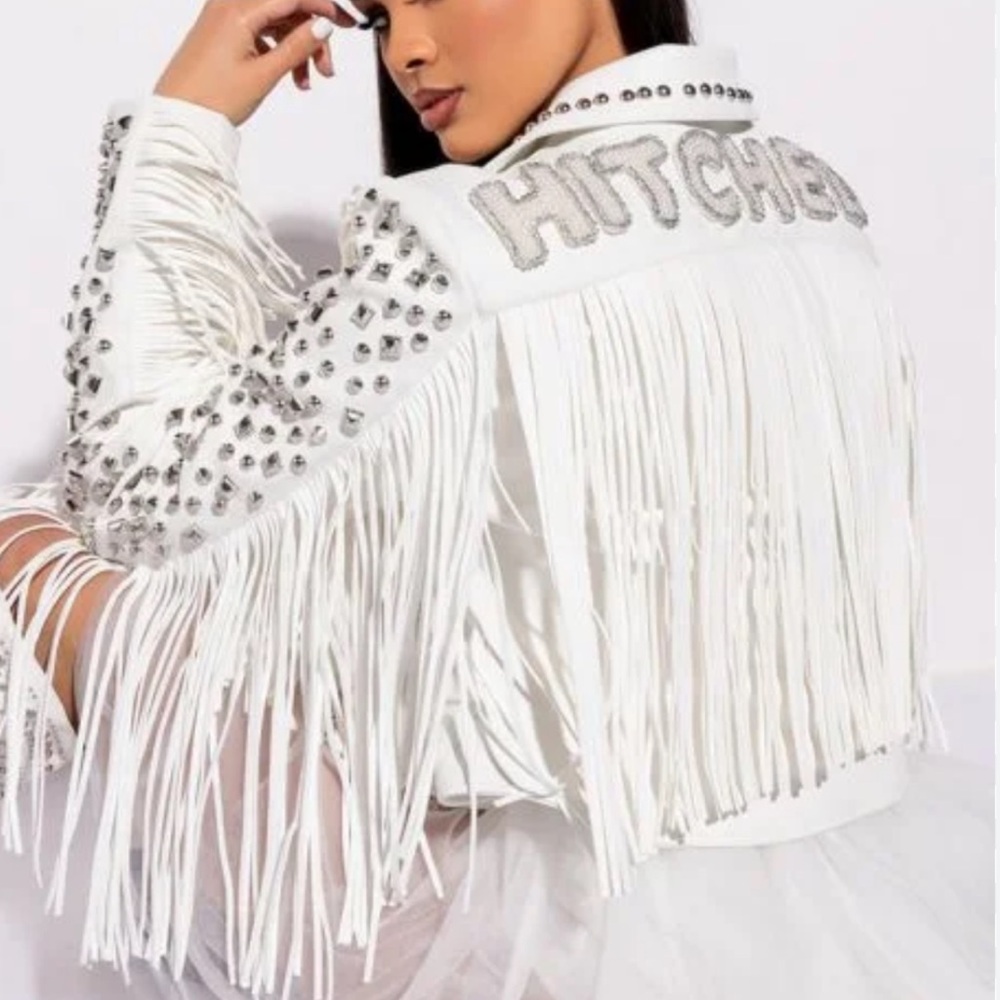 Western rockstar fringe bride jacket “hitched”